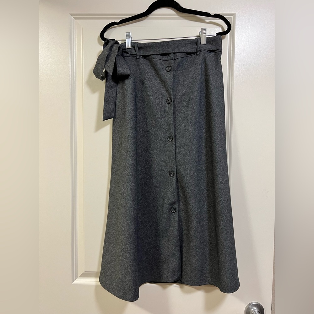 Mango Button Down Gray Midi Skirt